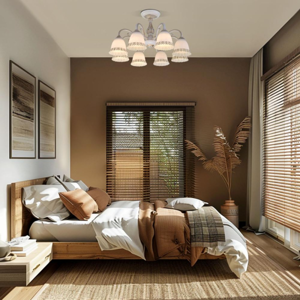 Потолочная люстра со стеклянными плафонами 60107/8 белый с золотом