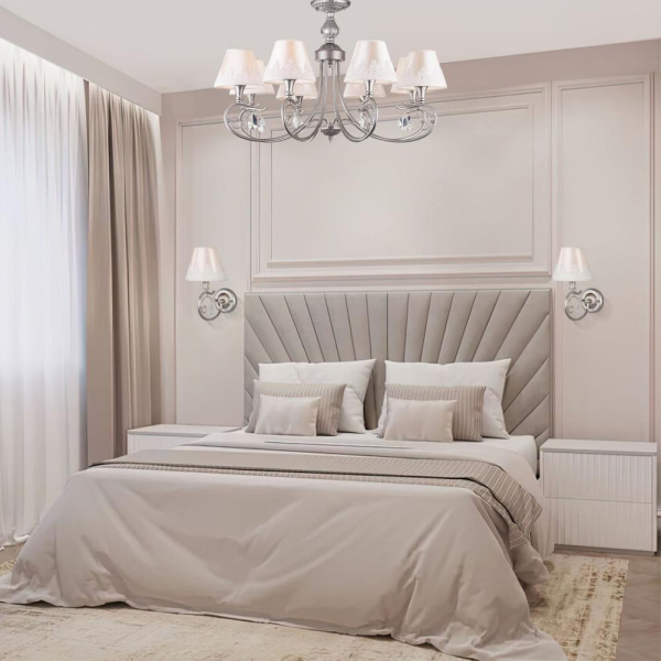 Настенный светильник с тканевым абажуром 60069/1 серебро