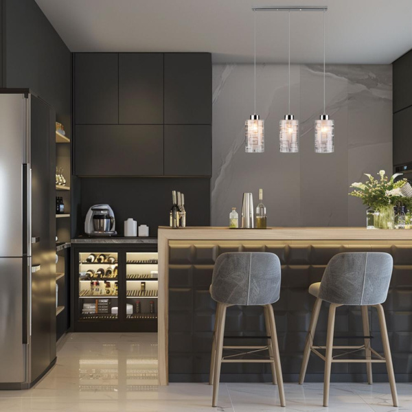 Подвесной светильник со стеклянными плафонами 50002/3 хром