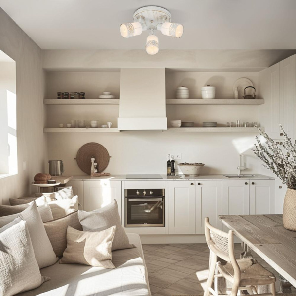 Потолочный светильник со стеклянными плафонами 20026/3 белый с золотом