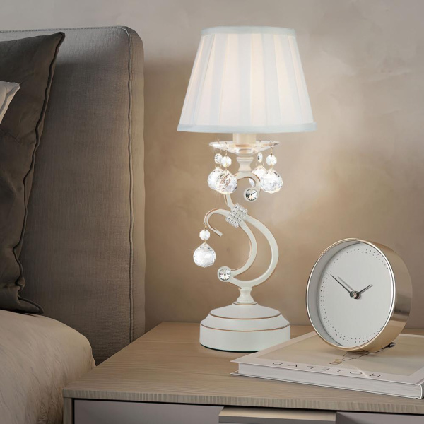 Настольный светильник с тканевым абажуром 12075/1T белый