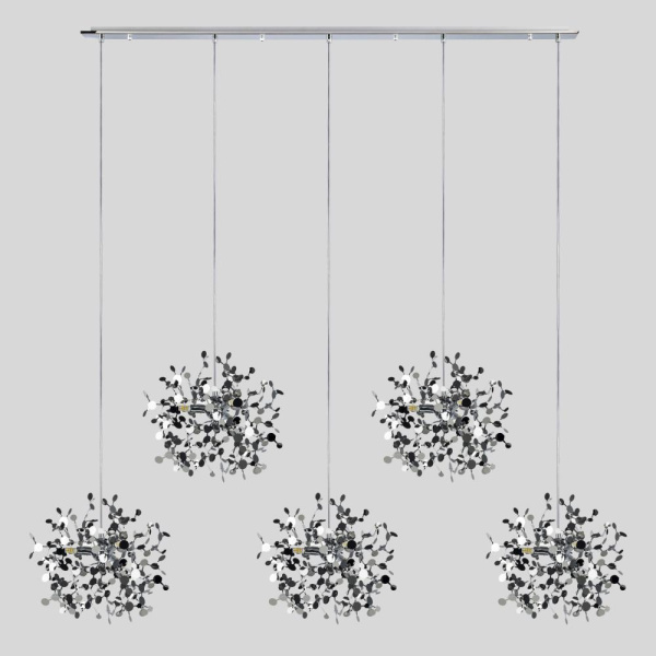 L5PL721134 Подвес пятерной линейный EXTRA 5x3x5W(led) G9  (721134 - 5 + 572164 -1) ХРОМ