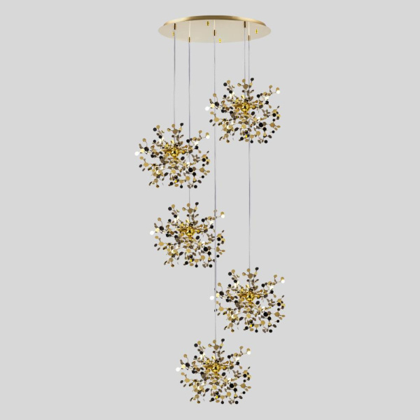 L5PR721132 Подвес пятерной круглый EXTRA 5x3x5W(led) G9  (721132 - 5 + 572152 -1) ЗОЛОТО