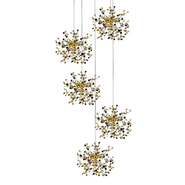 L5PR721132 Подвес пятерной круглый EXTRA 5x3x5W(led) G9  (721132 - 5 + 572152 -1) ЗОЛОТО