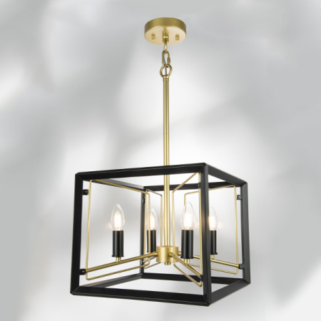 713447 Люстра REGOLO 4х40W E14 ЧЕРНЫЙ МАТОВЫЙ/ЗОЛОТО