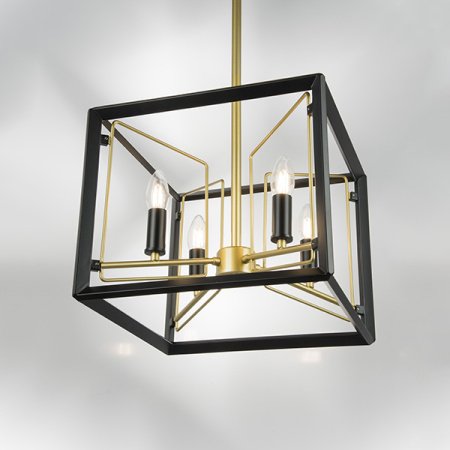 713447 Люстра REGOLO 4х40W E14 ЧЕРНЫЙ МАТОВЫЙ/ЗОЛОТО