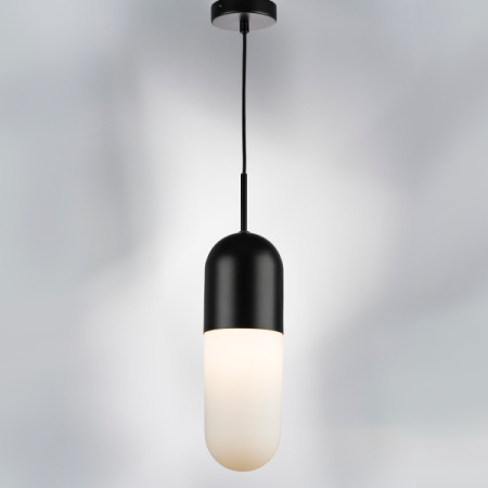 690117 Люстра RAMO 1х40W E27 ЧЕРНЫЙ МАТОВЫЙ/БЕЛЫЙ