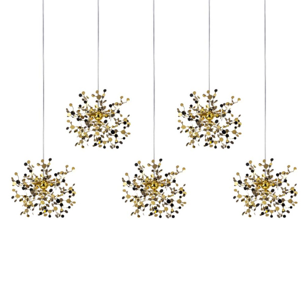 L5PL721132 Подвес пятерной линейный EXTRA 5x3x5W(led) G9  (721132 - 5 + 572162 -1) ЗОЛОТО