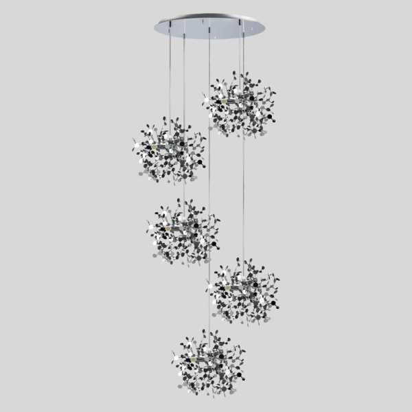 L5PR721134 Подвес пятерной круглый EXTRA 5x3x5W(led) G9  (721134 - 5 + 572154 -1) ХРОМ