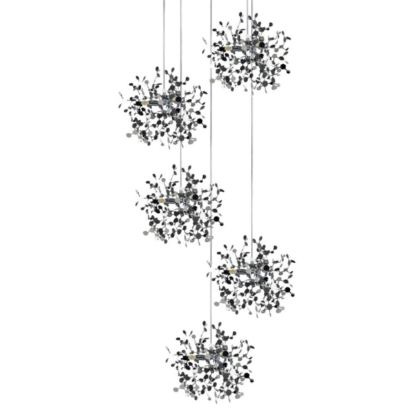 L5PR721134 Подвес пятерной круглый EXTRA 5x3x5W(led) G9  (721134 - 5 + 572154 -1) ХРОМ