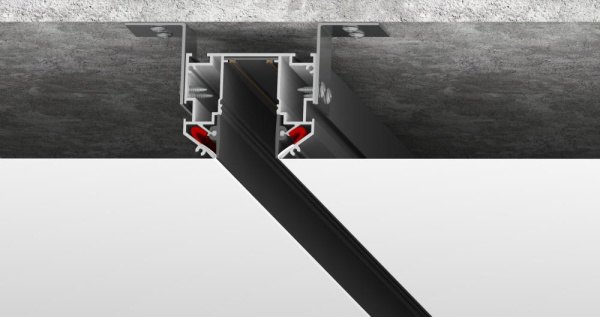 505427 Профиль-трек 2-контактный 2 метра TETA PRO в натяжной ПВХ потолок ЧЕРНЫЙ (Вставки в комплекте)