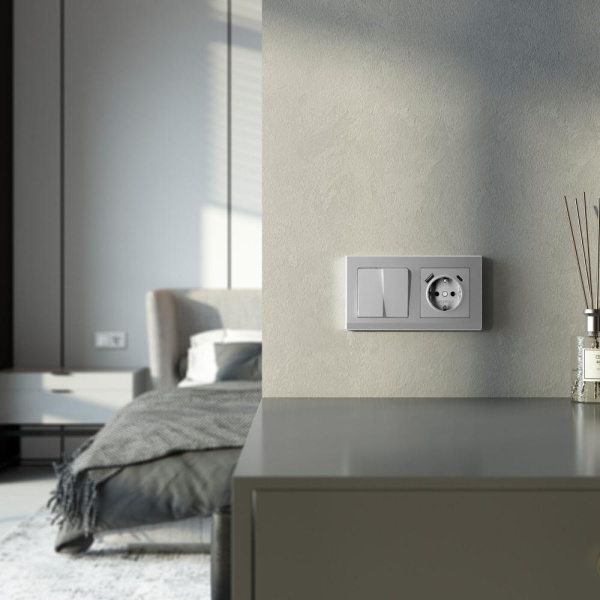 Рамка на 2 поста Stark (серебряный матовый) W0021865