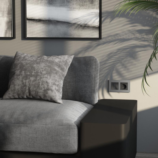 Рамка на 2 поста Slab (серебро софт) W0022965