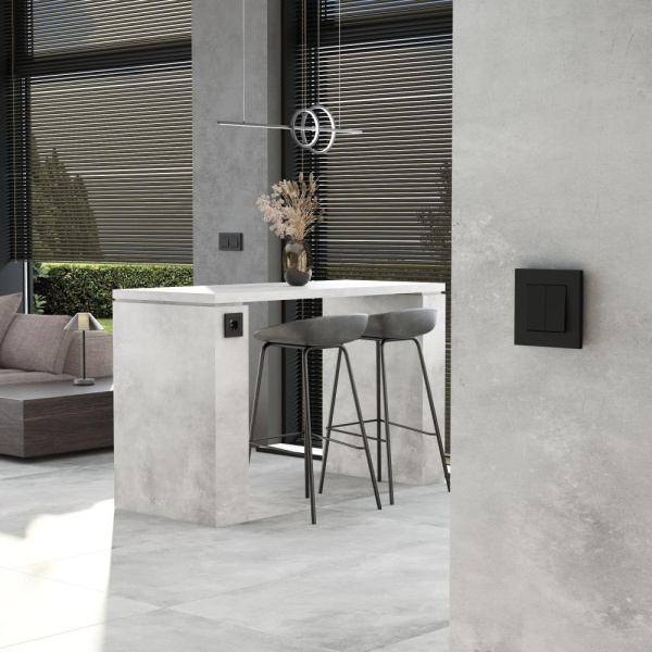 Выключатель двухклавишный с самовозвратом (черный матовый) W1122408