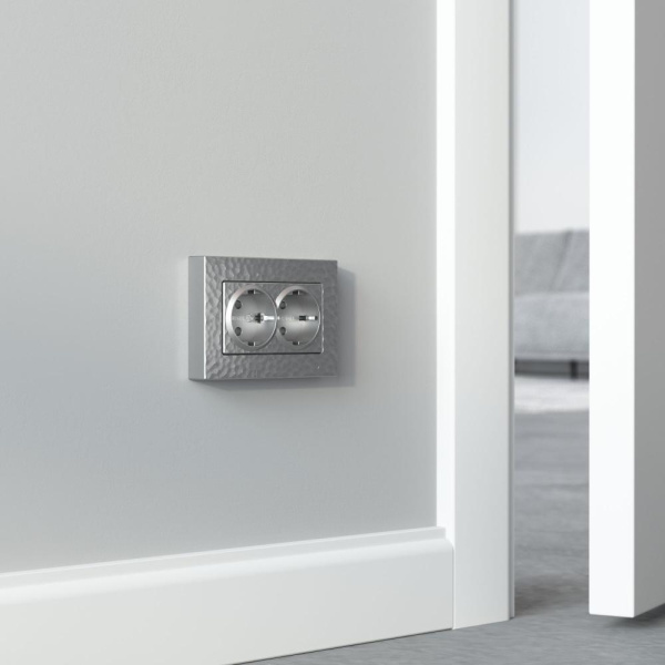 Рамка для двойной розетки (серебряный) W0082406