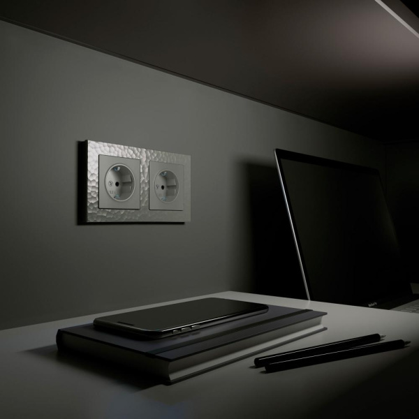 Рамка на 2 поста (серебряный) W0022406