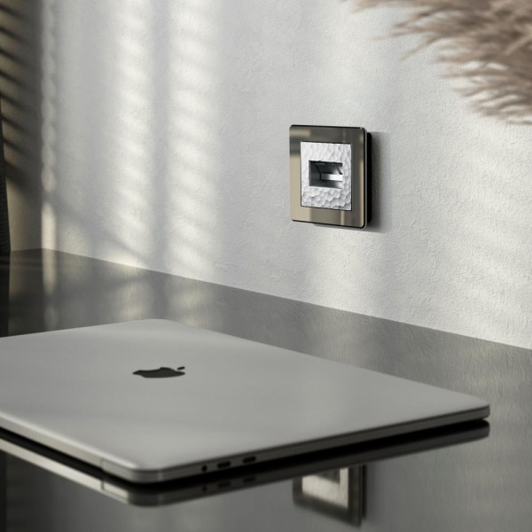 Накладка для двойной розетки Еthernet RJ-45 (серебряный) W1291106