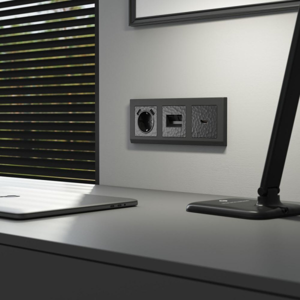 Накладка для розетки USB (черный) W1279508