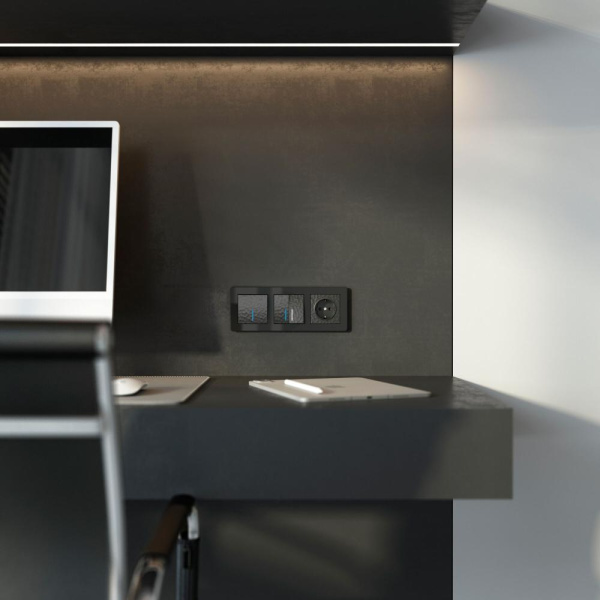 Выключатель одноклавишный с подсветкой (черный) W1210108