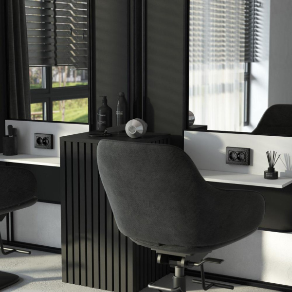 Розетка двойная с заземлением (черный) W1272008