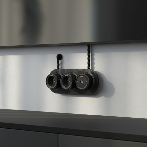 Втулка для вывода кабеля из стены 2 шт.(черный) Ретро W6421108