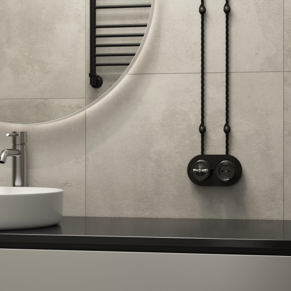 Переключатель/выключатель одноклавишный (черный) Ретро W5612008