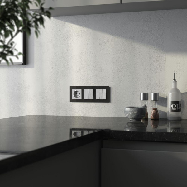 Набор клавиш для выключателя трехклавишного (cеребряный рифленый) W1139009