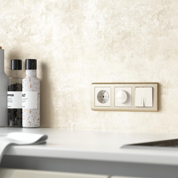 Выключатель  двухклавишный проходной с подсветкой (перламутровый рифленый) W1122113