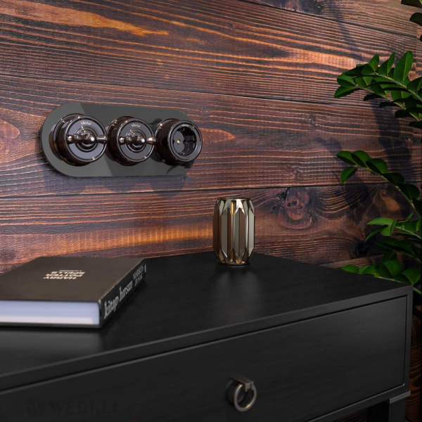 Выключатель на 4 положения двухклавишный (коричневый) Ретро W5620014