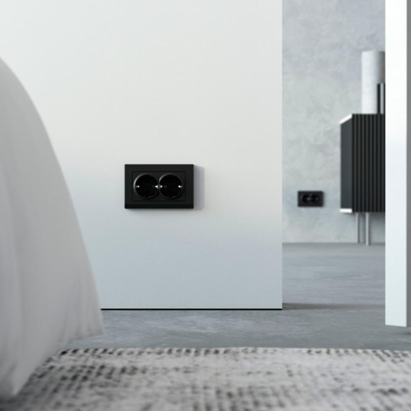 Рамка для двойной розетки (черный) W0081808