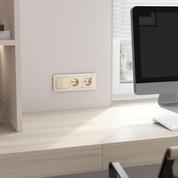 Выключатель одноклавишный с подсветкой (шампань) W1110111