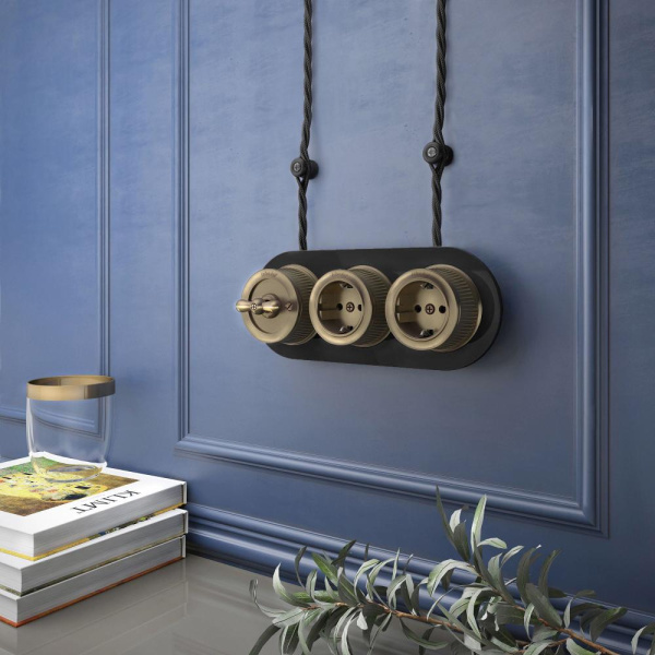 Выключатель на 4 положения двухклавишный (бронзовый) Ретро W5720012