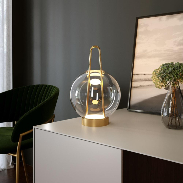 Настольный светодиодный светильник со стеклянным плафоном 80507/1 латунь