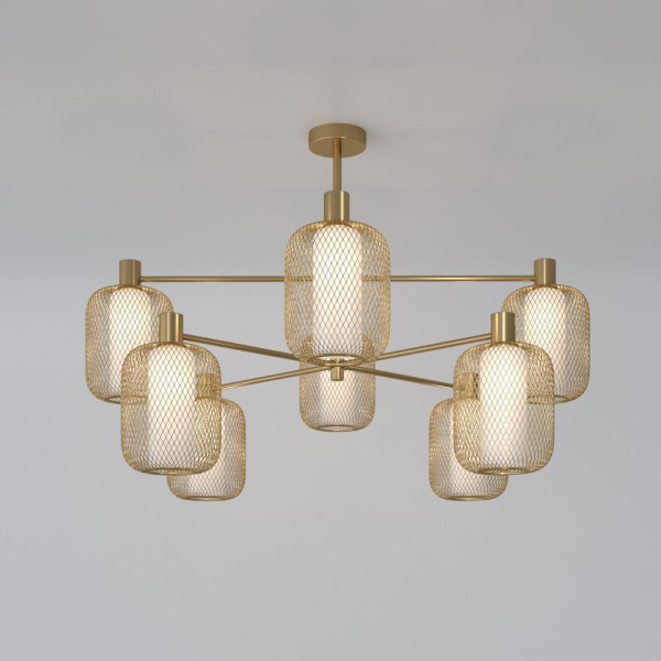 Потолочный светильник металлическим абажуром и стеклянным плафоном 30192/8 золото