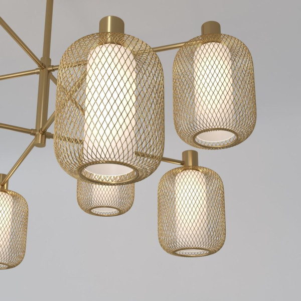 Потолочный светильник металлическим абажуром и стеклянным плафоном 30192/8 золото