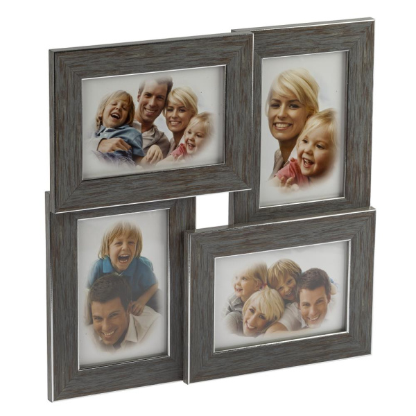 Фоторамка Image Art  PL88-4 пластиковая мультирамка квадратная размер фото 10х15 цвет морозное серебро рамка на 4 фото