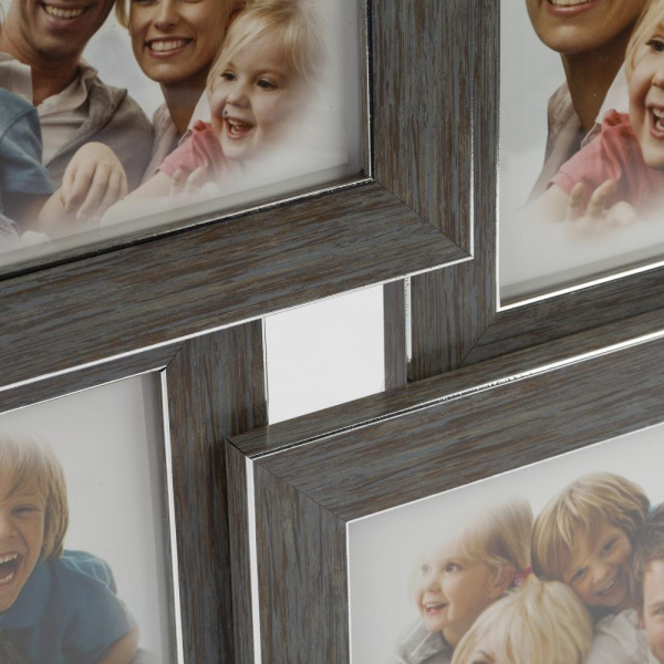 Фоторамка Image Art  PL88-4 пластиковая мультирамка квадратная размер фото 10х15 цвет морозное серебро рамка на 4 фото