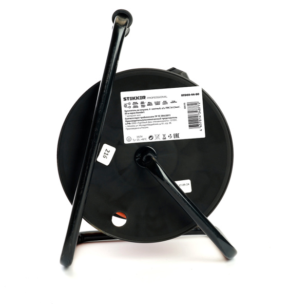 Удлинитель на катушке Stekker STD03-44-50 Standart 4-местный с/з ПВС 3*1,5, оранжевый, 16А, IP44, 50м (29408)