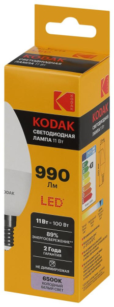 Лампочка светодиодная Kodak LED KODAK B35-11W-865-E14 E14 / Е14 11Вт свеча холодный дневной свет