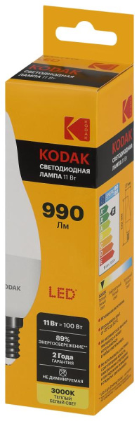 Лампочка светодиодная Kodak LED KODAK BXS-11W-830-E14 E14 / Е14 11Вт свеча на ветру теплый белый свет