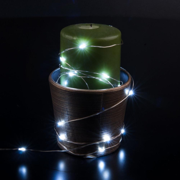 Гирлянда нить "Роса" белый на батарейках 3м IP20 400-006 белый 3м IP20