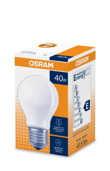 Лампочка Osram A55 40Вт Е27 / E27 230В груша матовая