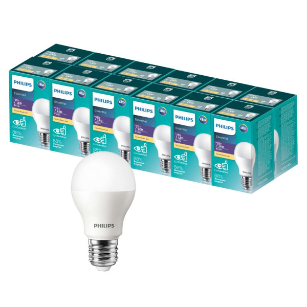 Лампочка светодиодная Philips ESS LEDBulb А55 7Вт 3000К Е27 / E27 груша матовая теплый белый свет