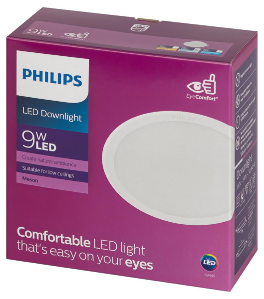 Светильник светодиодный встраиваемый Philips MESON 9Вт 4000K 220-240В D105