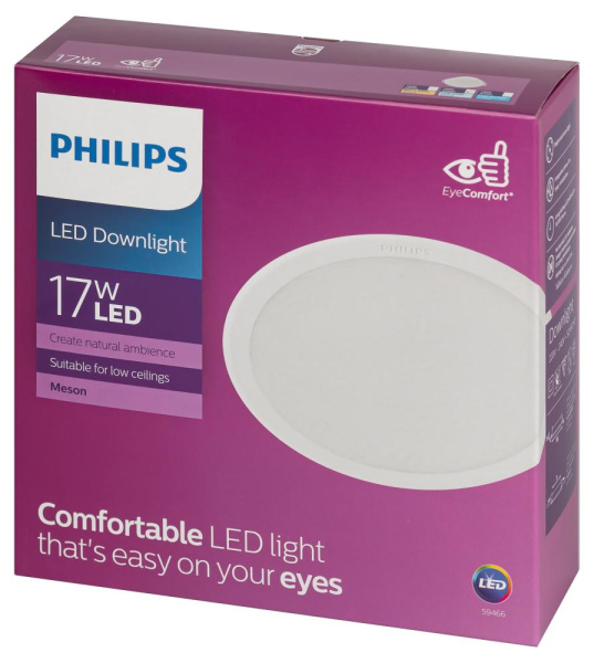 Светильник светодиодный встраиваемый Philips MESON 17Вт 4000K 220-240В D150