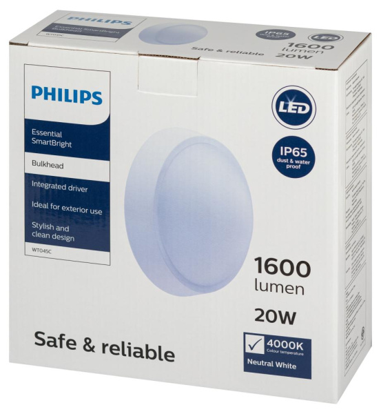 Светильник настенно-потолочный светодиодный Philips WT045C 20Вт L1665 IP65 нейтральный белый свет