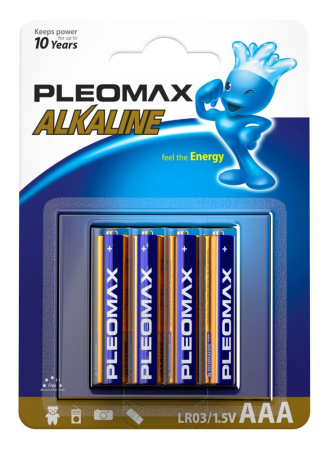 Батарейки Pleomax LR03-4BL Alkaline (40/400/25600)