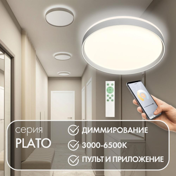 DK6511-WH/1 Накладной светильник, LED, 50W, IP 20, 3000K - 6500K, белый, металл, полимер