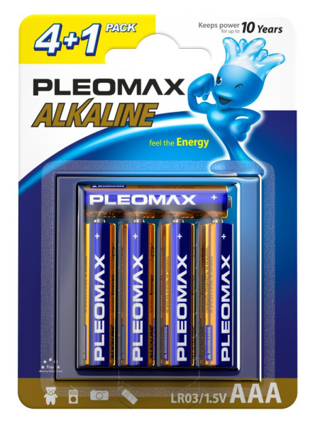 Батарейки Pleomax LR03-4+1BL Alkaline (50/500/26000)