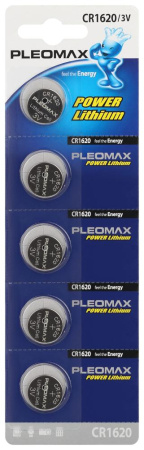 Батарейки Pleomax CR1620-5BL Lithium (100/2000/48000)